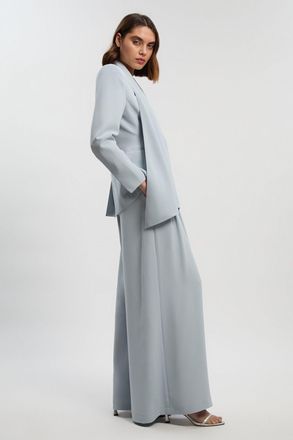 Karen Millen Womens Soft Tailored Wide Leg Trouser - Pale Blue - Size 14 UK