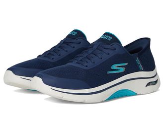 Skechers Go Walk Arch Fit 2.0 Valencia Hands Free Slip-Ins Womens Shoes Navy/Aqua : 7 B - Medium, Textile