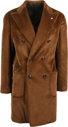 L.B.M. 1911 Brown Cotton Corduroy Double-Breasted Coat