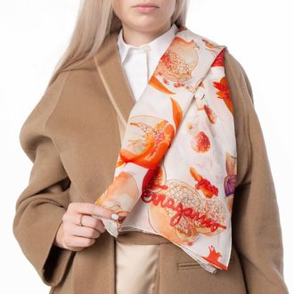 Ferragamo Ferragamo Pomegranate and Fig Print Silk Scarf