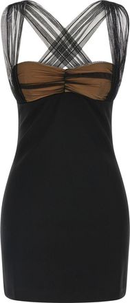 Nensi Dojaka Black Draped Padded Cup Mini dress