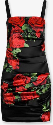 Dolce & Gabbana Vestito corto in raso con stampa rose - DOLCE & GABBANA - gender_Woman