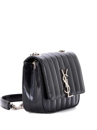 Saint Laurent Vicky Crossbody Bag Vertical Quilted Patent Small shoulder bag - Black
