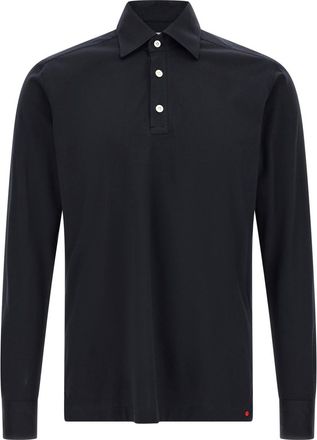 Kiton Dark Blue Solid Shirt Collar Polo