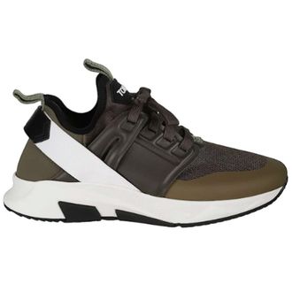 Tom Ford Sneakers, male, Multicolor, Size: 10 1/2 US Green Lace-Up Flat Shoes