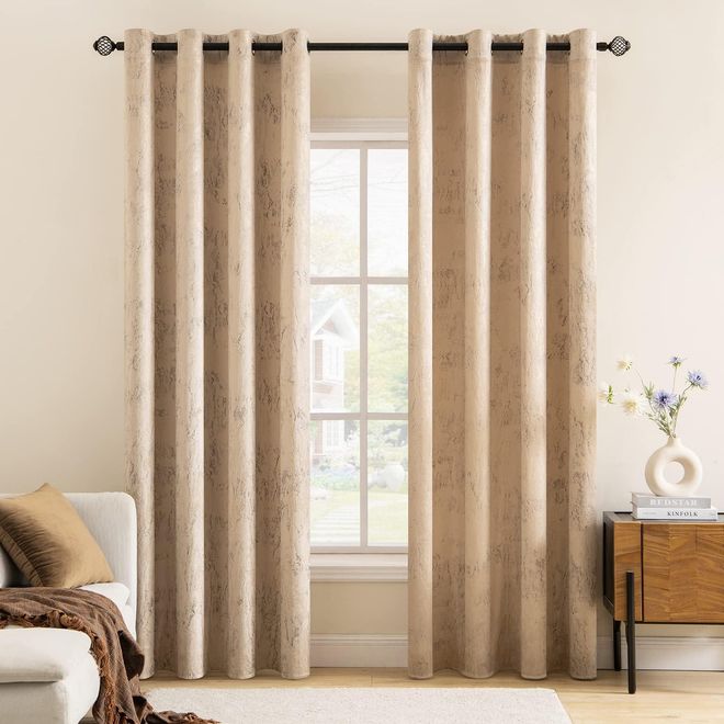 Amidoudou 2er-Set Luxus Tüllvorhänge Gold - 245x140cm Für Wohnzimmer