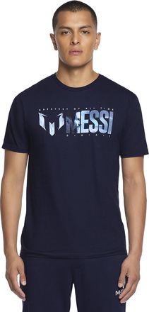 Messi Mens Lifestyle T-Shirt, Standard Fit Graphic Tee, 60% Cotton & 40% Polyester, Dress Blues, Large