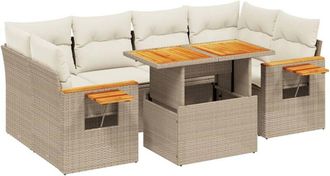 vidaXL Vidaxl - Set Sof&aacute;s De Jard&iacute;n 7 Piezas Y Cojines Rat&aacute;n Sint&eacute;tico Beige