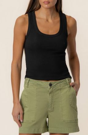 Kut from the Kloth Anastasia Stretch Cotton Blend Rib Tank in Black at Nordstrom, Size X-Small
