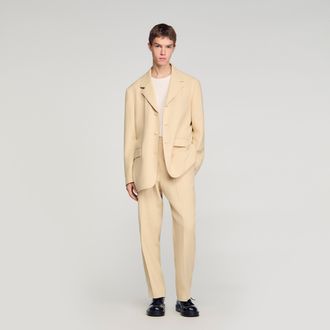 Sandro Oversized linen suit jacket
