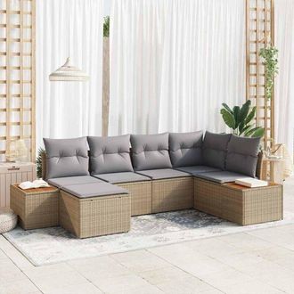 vidaXL Vidaxl - Conjunto De Sof&aacute; De Jard&iacute;n Con Coj&iacute;n 6 Pcs Beige Polirat&aacute;n