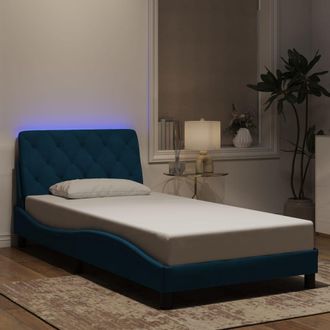 vidaXL Vidaxl - Estructura De Cama Con Luces Led Terciopelo Azul 100x200 Cm
