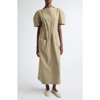 Nackiy&eacute; Maddie Cotton Midi Dress in Sand at Nordstrom, Size 38