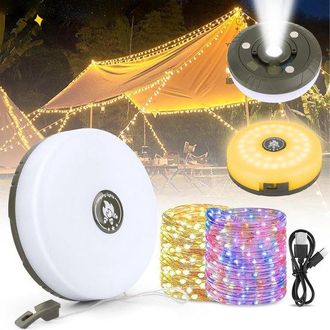 OEM Guirnalda De Luces Led Para Camping - 10 M - Recargable Por Usb - Luz Blanca C&aacute;lida Rgb