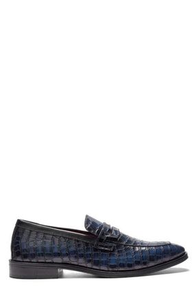 Carlos By Carlos Santana Nocturne Penny Loafer in Navy Croco Print at Nordstrom, Size 10.5