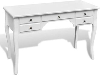 vidaXL Vidaxl - Escritorio francés de madera con patas curvadas y 5 cajones