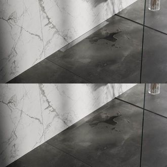 Marcel Breuer Douchegoot - 80x7.5cm - muurflens - tegelinlegrooster omkeerbaar - RVS - RVS - geborsteld RVS