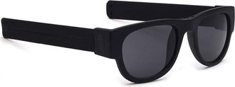 HUI JIN Slapsee Polarized Sunglass Protection Folding Casual Slap on Wraparound Black