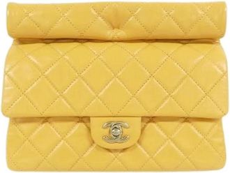 Chanel Pre-owned Calfskin Shoulder Bag - Dames - Vintage Schoudertas - Geel - ONE Size - Leer - Vintage
