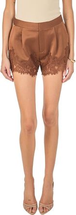 endless rose Lace Trimmed Satin Shorts in Brown at Nordstrom, Size X-Small
