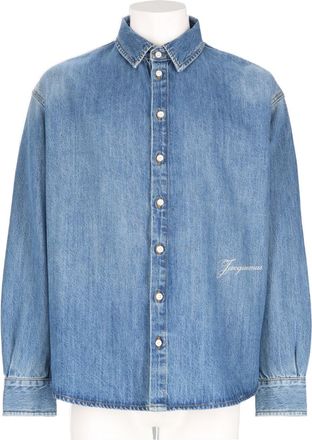 Jacquemus Relaxed Fit Embroidered Logo Cotton Denim Shirt
