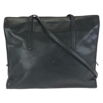 Prada Pre-owned Leren Schoudertas - Dames - Pre-owned - Zwart - Maat: ONE Size Leer
