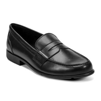 Rockport Womens Rockport Classic M76443 Penny Loafers Black Leather Dress Shoes HAWK3010