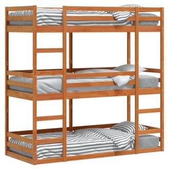 Berkfield Home Triple Bunk Bed without Mattress Wax Brown 90x190 cm Single Solid