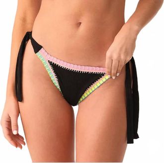 PQ Swim Platinum Pearl Crochet Trim Tie Bikini Bottom In Black