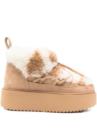 INUIKII 50mm Teddy platform shearling boots - women - Fabric/Fabric/Rubber - 37 - Brown