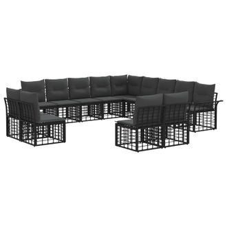 vidaXL Conjunto De Sof&aacute;s De Exterior 13 Pcs Negro Y Gris Oscuro Vidaxl