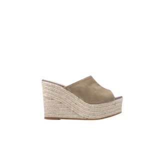 Espadrilles Wedges, female, Beige, Size: 11 US Flash Velour Sandals Beige