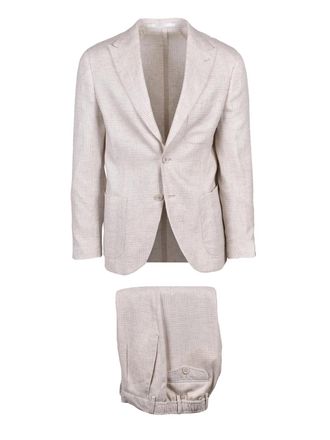 Eleventy Beige Linen Wool Silk Jacket Trousers Set