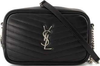 Saint Laurent mini Lou chevron logo shoulder bag - Black