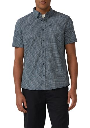 s.Oliver Kurzarmhemd S.OLIVER, Herren, Gr. 3XL, N-Gr, blau wei&szlig;, Obermaterial: 96% Baumwolle, 4% Elasthan, kariert, regular fit taillenbedeckt, gerader Abschlu