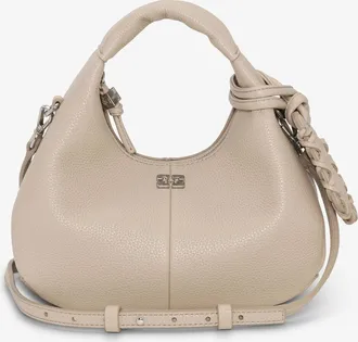 Ganni White Pepper Light Grey Mini Hobo Bag