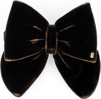Alexandre de Paris Cannelle Brown Velvet Bow Barette at Nordstrom