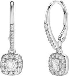 LuvMyJewelry Midsummer Pave Square Shape Diamond Drop Huggie Hoop Earrings in 14K Gold in 14K White Gold at Nordstrom