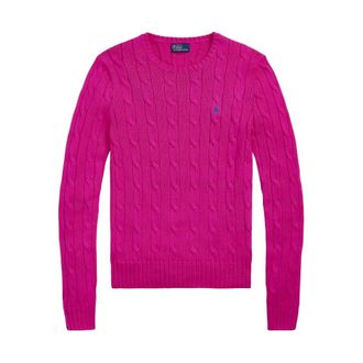 Polo Ralph Lauren Round-neck Knitwear, female, Pink, XS, Cable Knit Jumper
