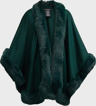 Sofiacashmere Cashmere Cape With Faux Fur Trim