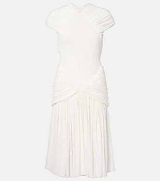Ferragamo Ruched cr&ecirc;pe jersey midi dress
