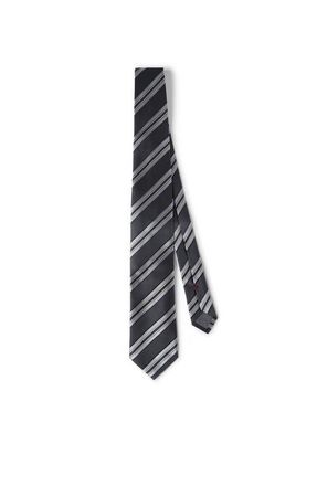 Brunello Cucinelli Silk textured stripe tie in Anthracite at Nordstrom