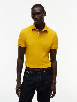 Tommy Hilfiger Mens Slim Fit Stretch Pique Polo - Mustard Amber - XXL