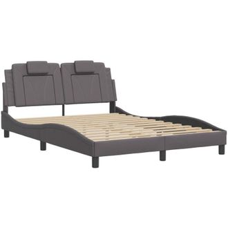 vidaXL Estructura Cama Con Luces Led Cuero Sint&eacute;tico Gris 120x200 Cm Vidaxl