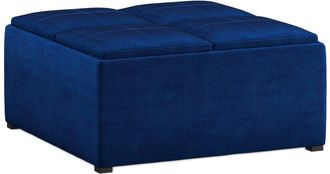 Simpli Home Avalon 35In Contemporary Square Coffee Table Storage Ottoman
