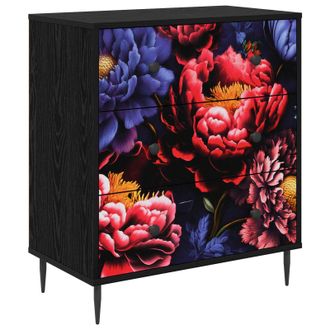 vidaXL Cassettiera Kiel Stampa Di Peonia Scura 66 X 36,5 X 76 Cm Vidaxl