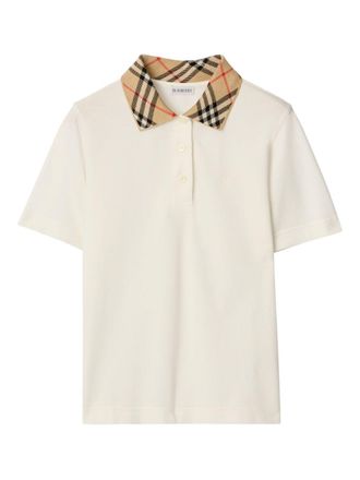 Burberry Check Collar Cotton Polo Shirt