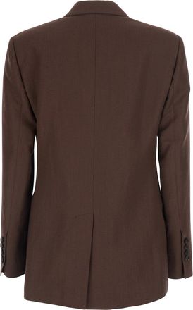 Brunello Cucinelli Womens Jacket Double-Breasted Brown Viscose Blend Blazers