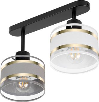 OEM L&aacute;mpara De Techo Negra Con Pantallas, Metal Industrial, 2xe27, Iluminaci&oacute;n Led Moderna Para Sal&oacute;n, Cocina, Dormitorio, Habitaci&oacute;n Infantil, Loft