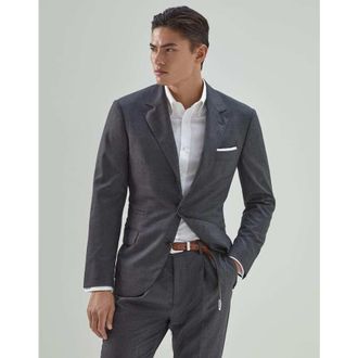 Brunello Cucinelli Mens Medium Grey Wool Blazer, Size 50